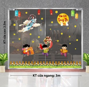 Decal dán tường Tết trung thu - Chị Hằng vui cùng trẻ em Decal dán tường Tết trung thu - Chị Hằng vui cùng trẻ em