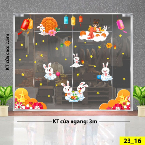 Decal dán tường Tết trung thu - Đàn thỏ trắng và chị Hằng Decal dán tường Tết trung thu - Đàn thỏ trắng và chị Hằng