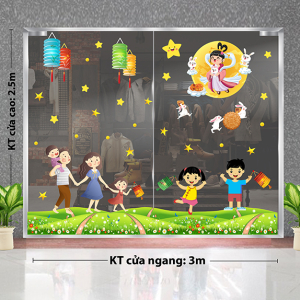 Decal dán tường Tết trung thu - Gia đình bé chơi trung thu Decal dán tường Tết trung thu - Gia đình bé chơi trung thu