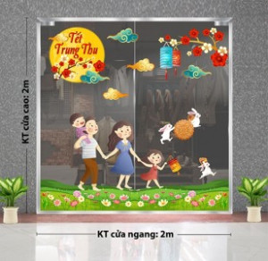 Decal dán tường Tết trung thu - Gia đình đi chơi trung thu Decal dán tường Tết trung thu - Gia đình đi chơi trung thu