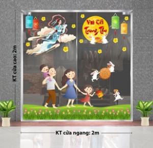 Decal dán tường Tết trung thu - Gia đình vui trung thu dưới trăng vàng Decal dán tường Tết trung thu - Gia đình vui trung thu dưới trăng vàng