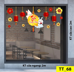 Decal dán tường Tết trung thu - Thỏ ăn bánh 1 Decal dán tường Tết trung thu - Thỏ ăn bánh 1