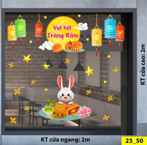 Decal dán tường Tết trung thu - Thỏ bên đĩa bánh trung thu Decal dán tường Tết trung thu - Thỏ bên đĩa bánh trung thu