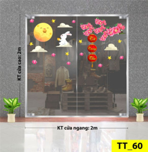 Decal dán tường Tết trung thu - Thỏ ngọc và cành hoa hồng Decal dán tường Tết trung thu - Thỏ ngọc và cành hoa hồng
