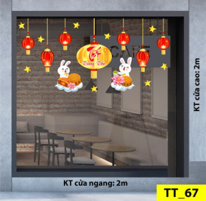 Decal dán tường Tết trung thu - Thỏ trắng ăn bánh Decal dán tường Tết trung thu - Thỏ trắng ăn bánh