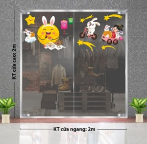 Decal dán tường Tết trung thu - Thỏ trắng chay xe đạp Decal dán tường Tết trung thu - Thỏ trắng chay xe đạp