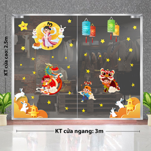Decal dán tường Tết trung thu - Thỏ Trắng ngắm múa rồng Decal dán tường Tết trung thu - Thỏ Trắng ngắm múa rồng