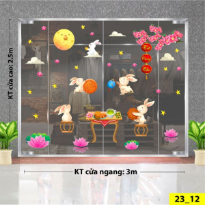 Decal dán tường Tết trung thu - Thỏ vui đùa dưới trăng 1 Decal dán tường Tết trung thu - Thỏ vui đùa dưới trăng 1