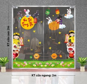 Decal dán tường Tết trung thu - vui tết trung thu cùng chi Hằng và thỏ trắng Decal dán tường Tết trung thu - vui tết trung thu cùng chi Hằng và thỏ trắng