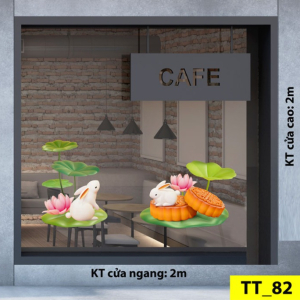 Decal dán tường Tết trung thu - Hai chú thỏ trắng Decal dán tường Tết trung thu - Hai chú thỏ trắng