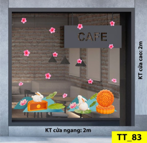 Decal dán tường Tết trung thu - Thỏ vui dưới hoa Decal dán tường Tết trung thu - Thỏ vui dưới hoa