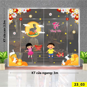 Decal dán tường Tết trung thu - Bé vui chơi lồng đèn Decal dán tường Tết trung thu - Bé vui chơi lồng đèn