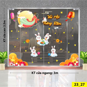 Decal dán tường Tết trung thu -Thỏ vui cùng chi Hằng đêm trung thu Decal dán tường Tết trung thu -Thỏ vui cùng chi Hằng đêm trung thu