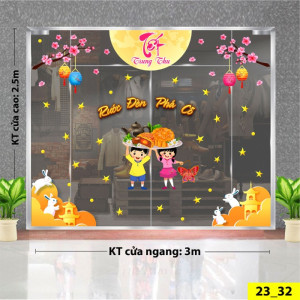 Decal dán tường Tết trung thu -Bé và mâm bánh Decal dán tường Tết trung thu -Bé và mâm bánh