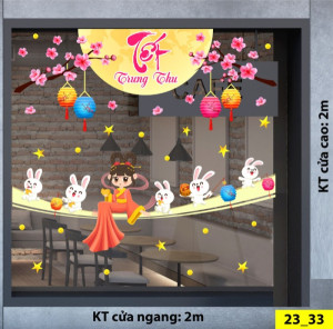 Decal dán tường Tết trung thu -Chị Hằng và các bạn thỏ Decal dán tường Tết trung thu -Chị Hằng và các bạn thỏ