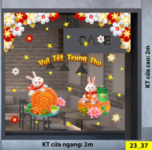 Decal dán tường Tết trung thu -Thỏ và bánh trung thu Decal dán tường Tết trung thu -Thỏ và bánh trung thu
