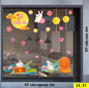 Decal dán tường Tết trung thu -Thỏ ngắm hoa rơi Decal dán tường Tết trung thu -Thỏ ngắm hoa rơi