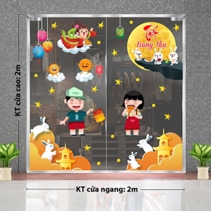 Decal dán tường Tết trung thu -Ăn bánh dưới trăng vàng Decal dán tường Tết trung thu -Ăn bánh dưới trăng vàng