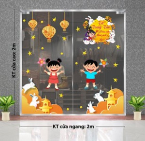 Decal dán tường Tết trung thu -Bé chơi đèn ông sao Decal dán tường Tết trung thu -Bé chơi đèn ông sao