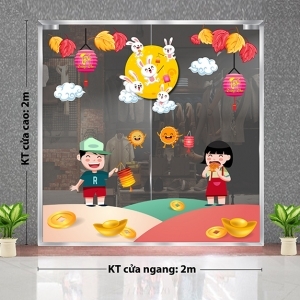 Decal dán tường Tết trung thu -Bé vui ăn bánh trung thu Decal dán tường Tết trung thu -Bé vui ăn bánh trung thu