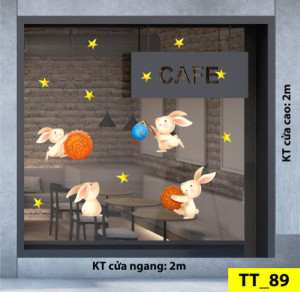 Decal dán tường Tết trung thu- bốn chú thỏ vui chơi trung thu Decal dán tường Tết trung thu- bốn chú thỏ vui chơi trung thu