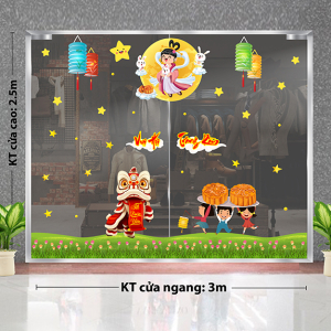 Decal dán tường Tết trung thu -các bé múa hát vui hội trăng rằm Decal dán tường Tết trung thu -các bé múa hát vui hội trăng rằm
