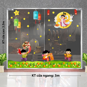 Decal dán tường Tết trung thu -Các bé múa lân vui trung thu cùng chị Hằng Nga Decal dán tường Tết trung thu -Các bé múa lân vui trung thu cùng chị Hằng Nga