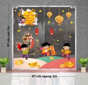 Decal dán tường Tết trung thu -các bé múa rồng Decal dán tường Tết trung thu -các bé múa rồng