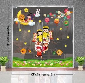 Decal dán tường Tết trung thu -các bé vui đêm trung thu Decal dán tường Tết trung thu -các bé vui đêm trung thu
