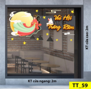 Decal dán tường Tết trung thu -Chị Hằng và mặt trăng