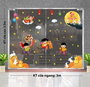 Decal dán tường Tết trung thu -Múa rồng cùng thỏ trắng Decal dán tường Tết trung thu -Múa rồng cùng thỏ trắng