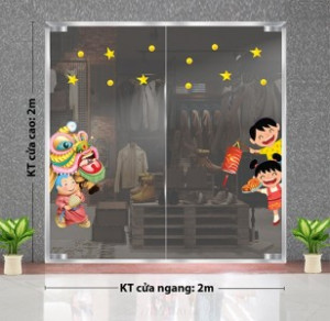 Decal dán tường Tết trung thu -Ông địa múa lân cùng các bé Decal dán tường Tết trung thu -Ông địa múa lân cùng các bé