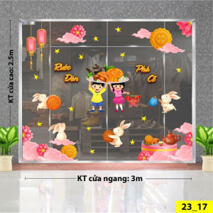 Decal dán tường Tết trung thu -Thỏ bé và mây hồng Decal dán tường Tết trung thu -Thỏ bé và mây hồng