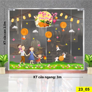 Decal dán tường Tết trung thu -Gia đình vui rước đèn Decal dán tường Tết trung thu -Gia đình vui rước đèn