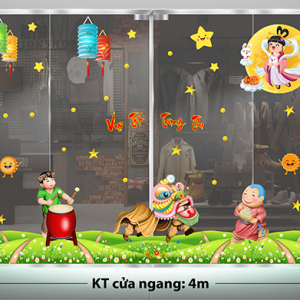 Decal dán tường Tết trung thu -Vui tết trung thu dưới trăng sao Decal dán tường Tết trung thu -Vui tết trung thu dưới trăng sao