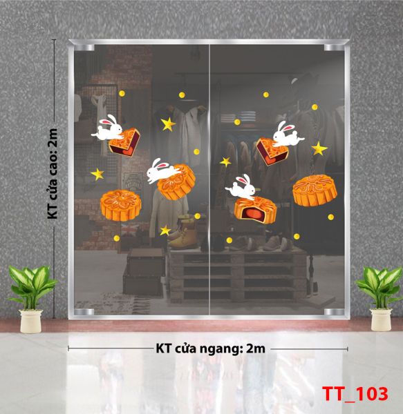 Decal dán tường Tết trung thu 103 -Bánh trung thu và thỏ trắng Decal dán tường Tết trung thu 103 -Bánh trung thu và thỏ trắng