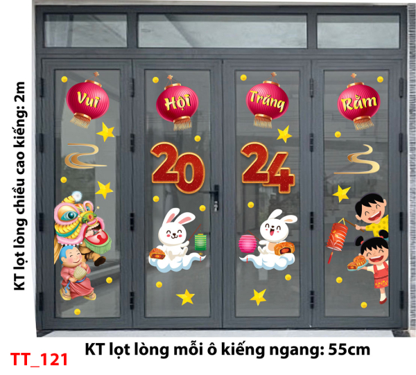 Decal dán tường Tết trung thu 121- Thỏ trắng