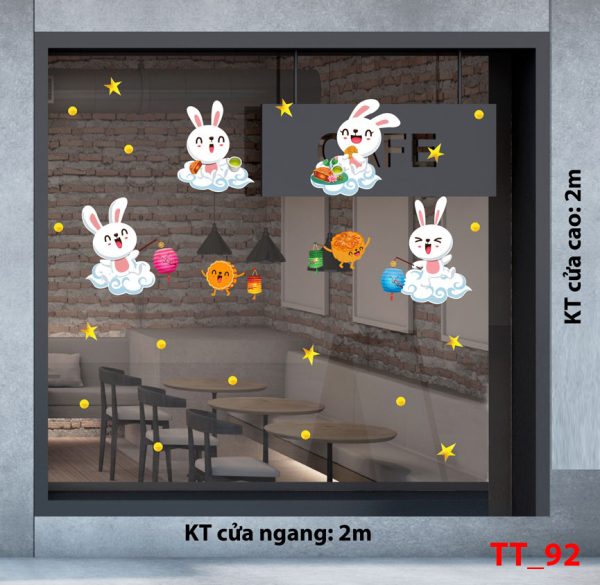 Decal dán tường Tết trung thu 92- Thỏ đón trung thu Decal dán tường Tết trung thu 92- Thỏ đón trung thu