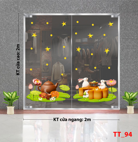 Decal dán tường Tết trung thu 94- Bình trà và bánh trung thu Decal dán tường Tết trung thu 94- Bình trà và bánh trung thu