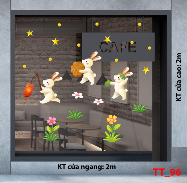 Decal dán tường Tết trung thu 96 - Ba chú thỏ vui trung thu Decal dán tường Tết trung thu 96 - Ba chú thỏ vui trung thu