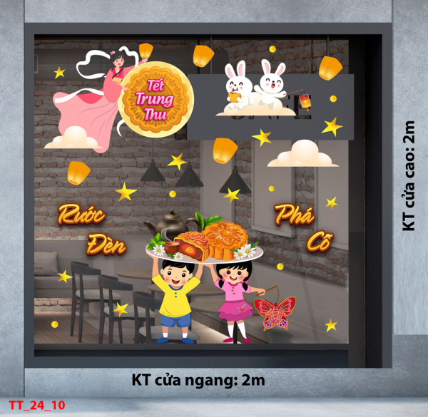 Decal dán tường Tết trung thu combo 10 -Chị Hằng vui trung thu Decal dán tường Tết trung thu combo 10 -Chị Hằng vui trung thu