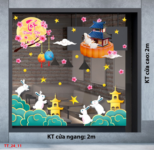 Decal dán tường Tết trung thu combo 11 - Thỏ vui trung thu Decal dán tường Tết trung thu combo 11 - Thỏ vui trung thu