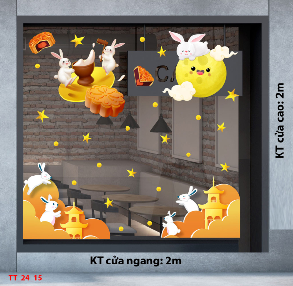Decal dán tường Tết trung thu combo 15 - Thỏ vui đùa cùng trăng vàng Decal dán tường Tết trung thu combo 15 - Thỏ vui đùa cùng trăng vàng