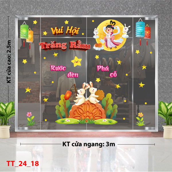 Decal dán tường Tết trung thu combo 18 - Chị Hằng Decal dán tường Tết trung thu combo 18 - Chị Hằng