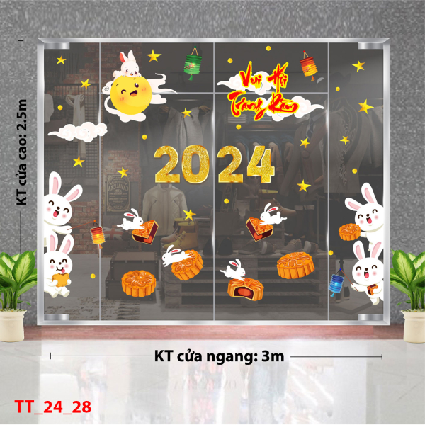 Decal dán tường Tết trung thu combo 28 -Thỏ vui đón trung thu Decal dán tường Tết trung thu combo 28 -Thỏ vui đón trung thu