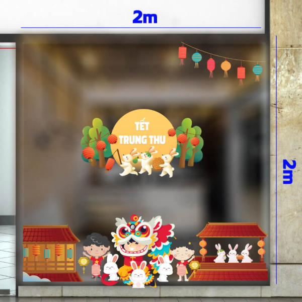 Decal dán tường Tết trung thu combo 2m (19+27+33) - Múa lân cùng thỏ Decal dán tường Tết trung thu combo 2m (19+27+33) - Múa lân cùng thỏ
