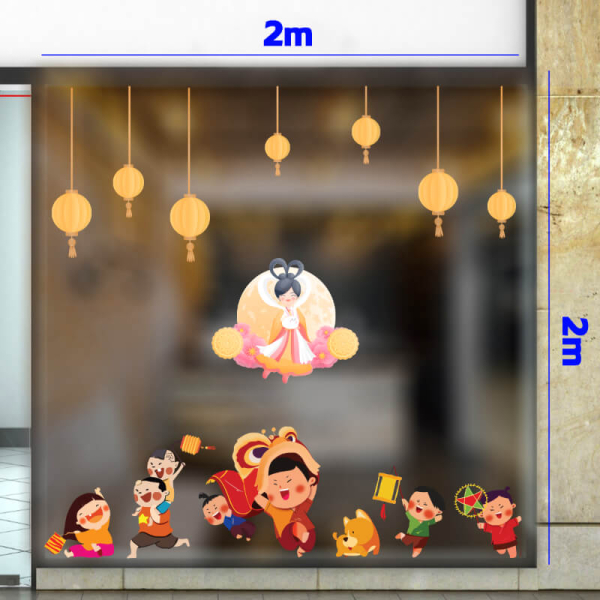 Decal dán tường Tết trung thu combo 2m (3+28)- Múa lân Decal dán tường Tết trung thu combo 2m (3+28)- Múa lân