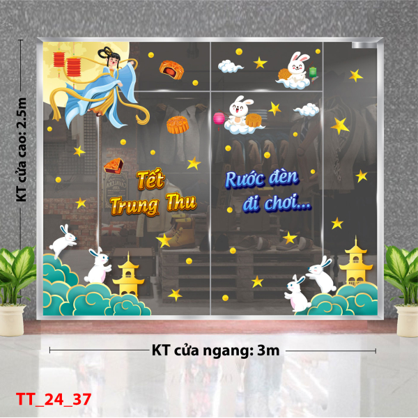 Decal dán tường Tết trung thu combo 37 -Chị Hằng và thỏ trắng Decal dán tường Tết trung thu combo 37 -Chị Hằng và thỏ trắng