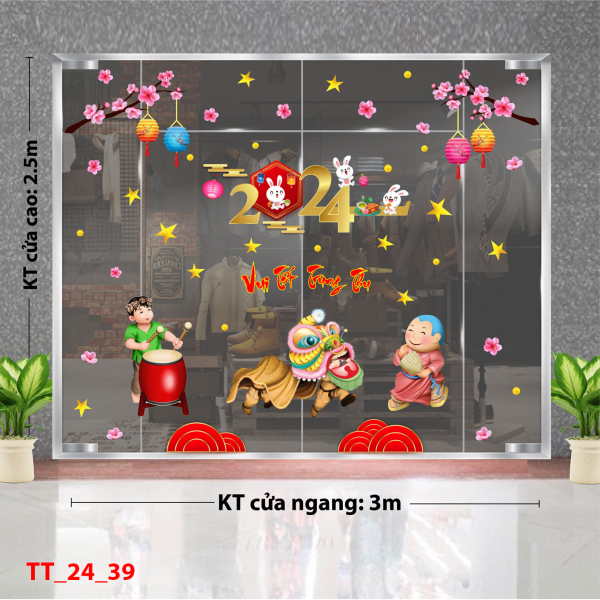 Decal dán tường Tết trung thu combo 39 -Múa lân Decal dán tường Tết trung thu combo 39 -Múa lân