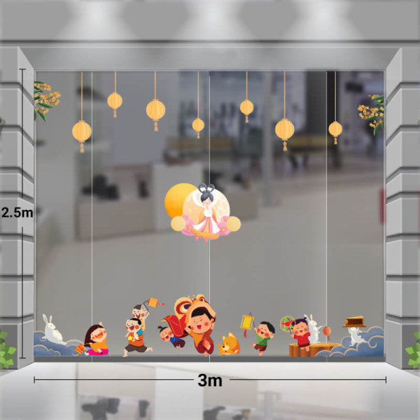 Decal dán tường Tết trung thu combo 3m (3+9+28) - Vui múa lân Decal dán tường Tết trung thu combo 3m (3+9+28) - Vui múa lân